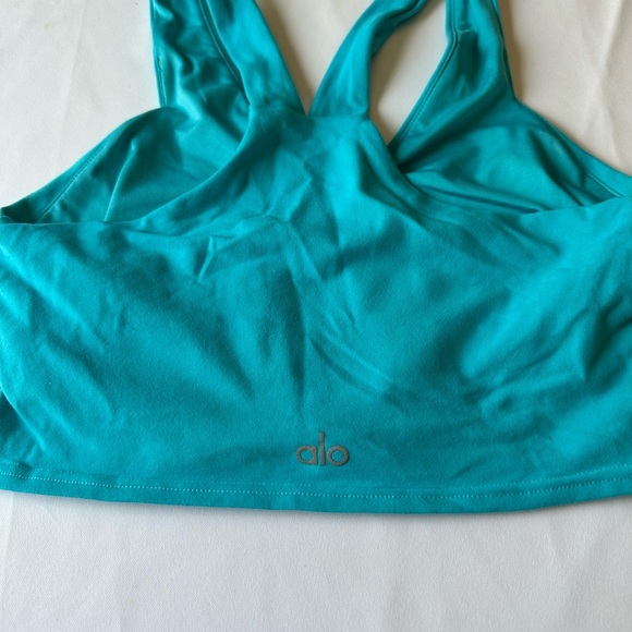 ALO Yoga Blue Racerback Sports Bra (has a hole you can see in the pictures) - Picture 3 of 9